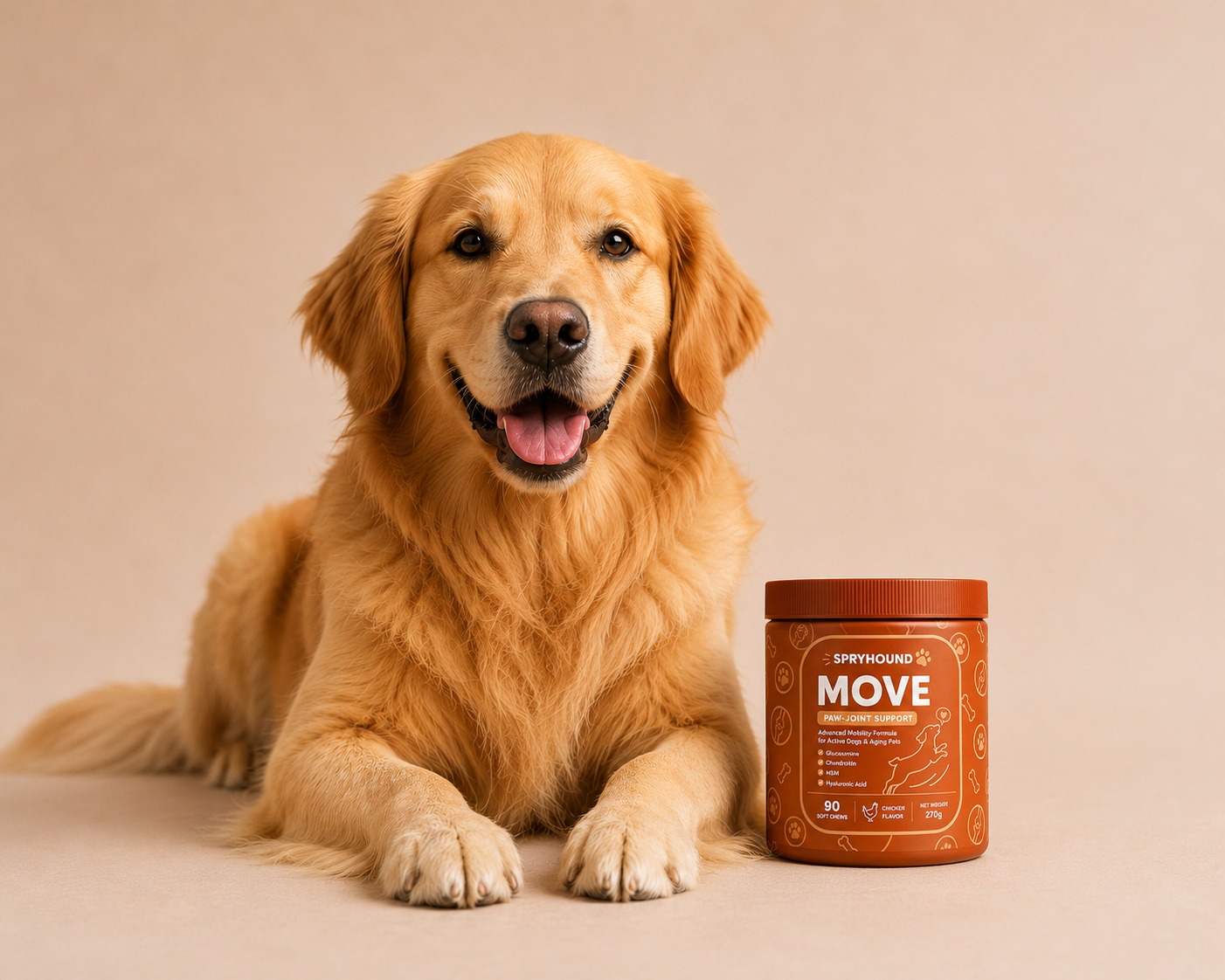 Golden retriever with SpryHound Move